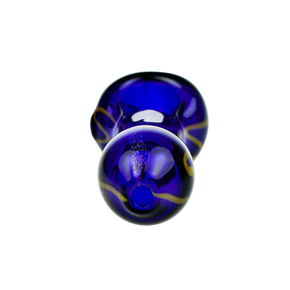 G-Spot Glass Spoon Pipe - Dark Blue with Green Artwork - Back view