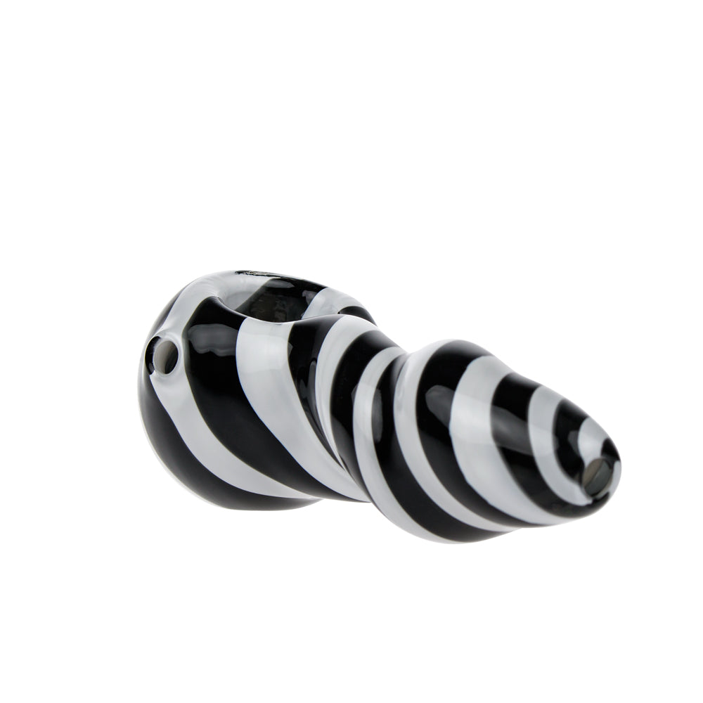 G-Spot Glass Spoon Pipe - Black and White Stripes