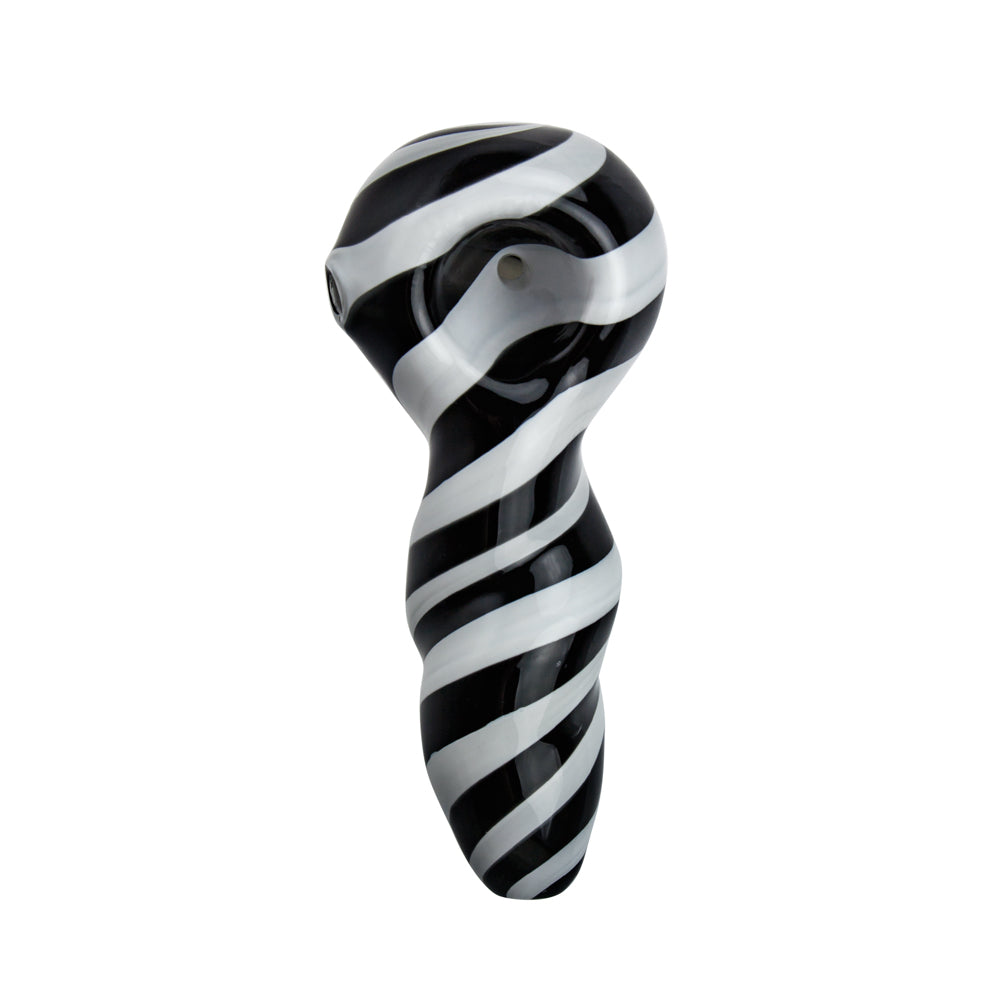 G-Spot Glass Spoon Pipe - Black and White Stripes
