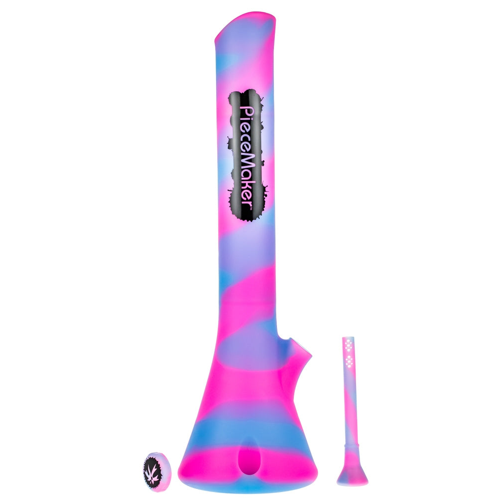 PieceMaker Kahuna Beaker Base Silicone Bong | Pink/Blue - Complete Set