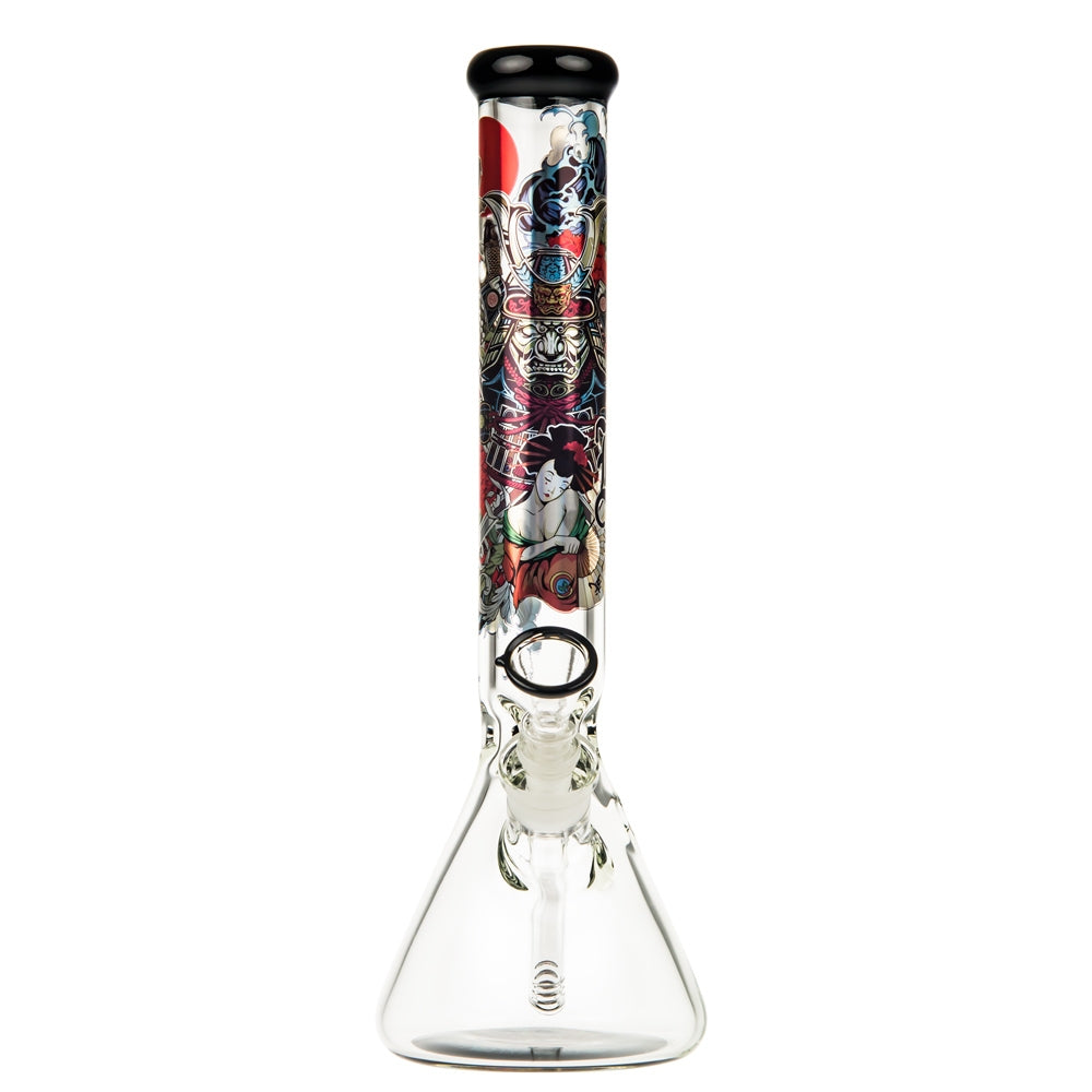 Black Leaf Ronin and Geisha Beaker Ice Bong Box Set - Front View