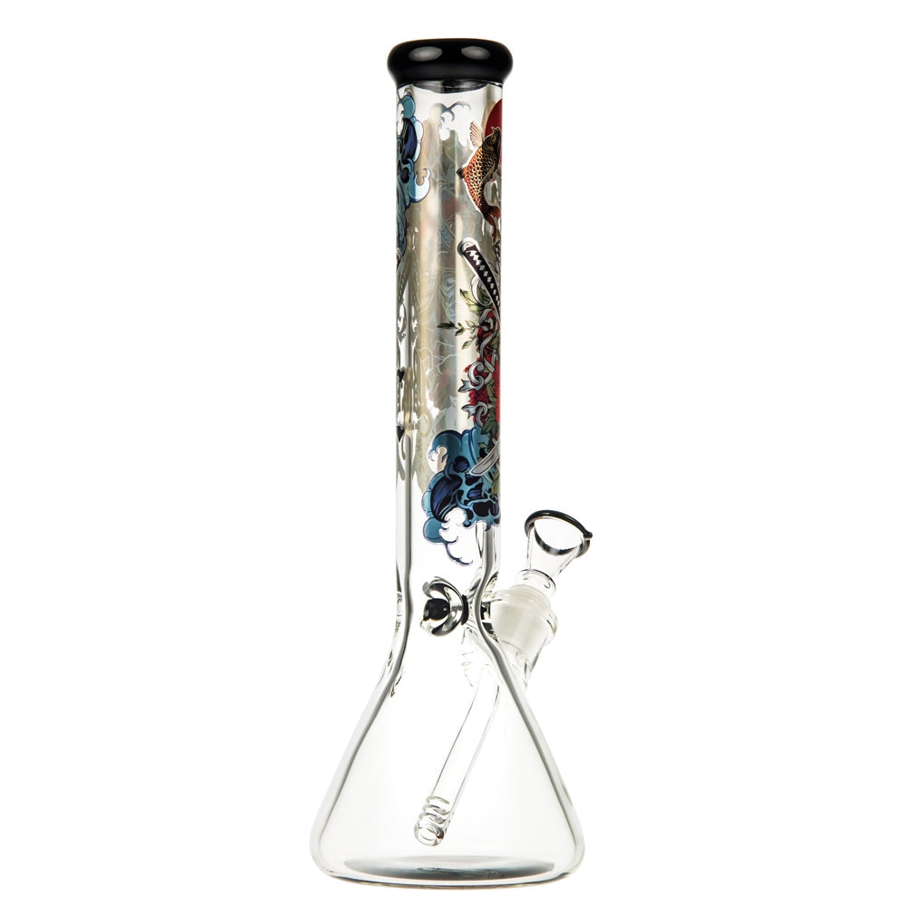 Black Leaf Ronin and Geisha Beaker Ice Bong Box Set - Side View 3