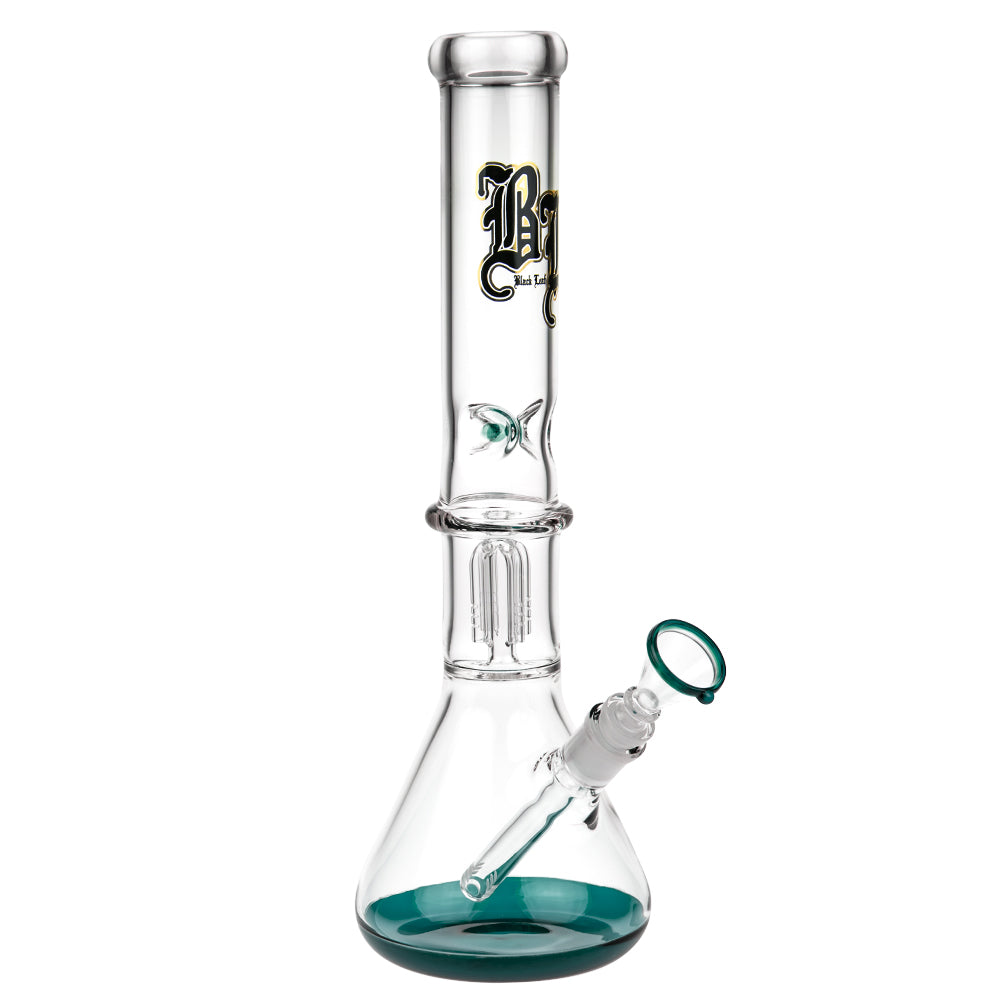Black Leaf Beaker Base Ice Bong with 4-arm Tree Perc | Sea Green