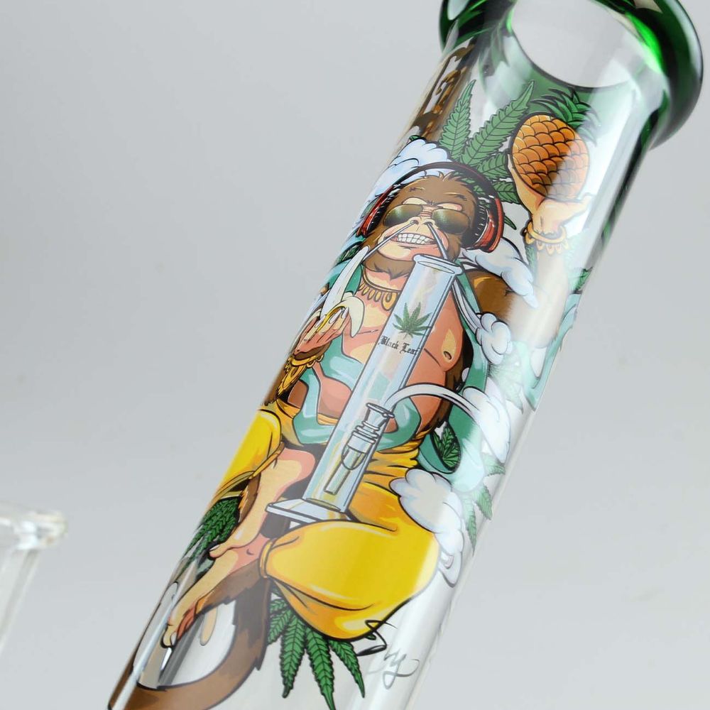 Black Leaf Hanuman Beaker Ice Bong | 7mm - Decal