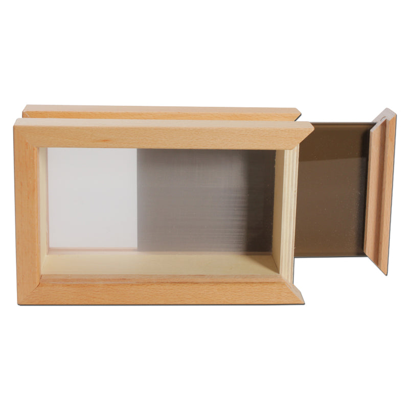 Black Leaf - Wooden Pollen Sifter Kief Box - Small - brown glass plate slides out