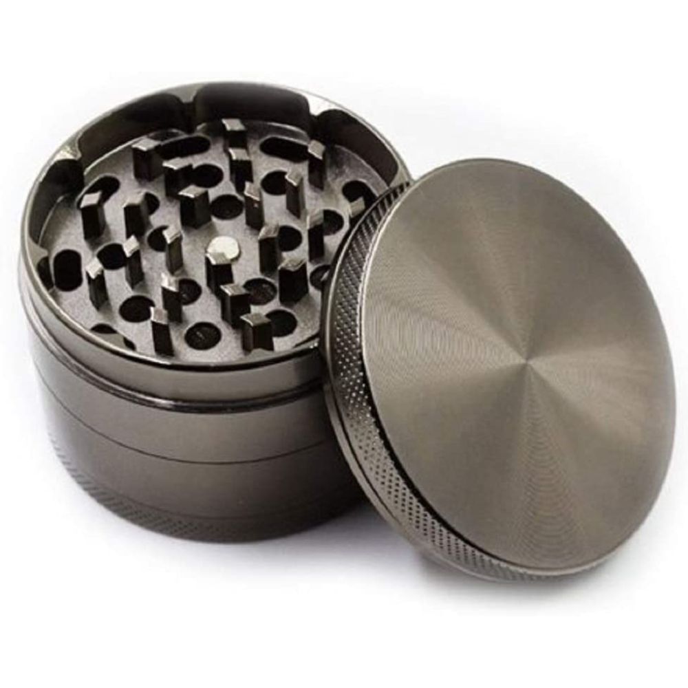 Aluminum Herb Grinder with Pollen Screen and Magnetic Lid | 50mm | Gray