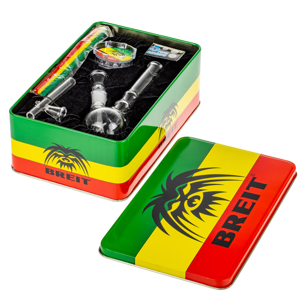 Breit Mini Bubble Base Bong Set with Glass Steamroller in Case