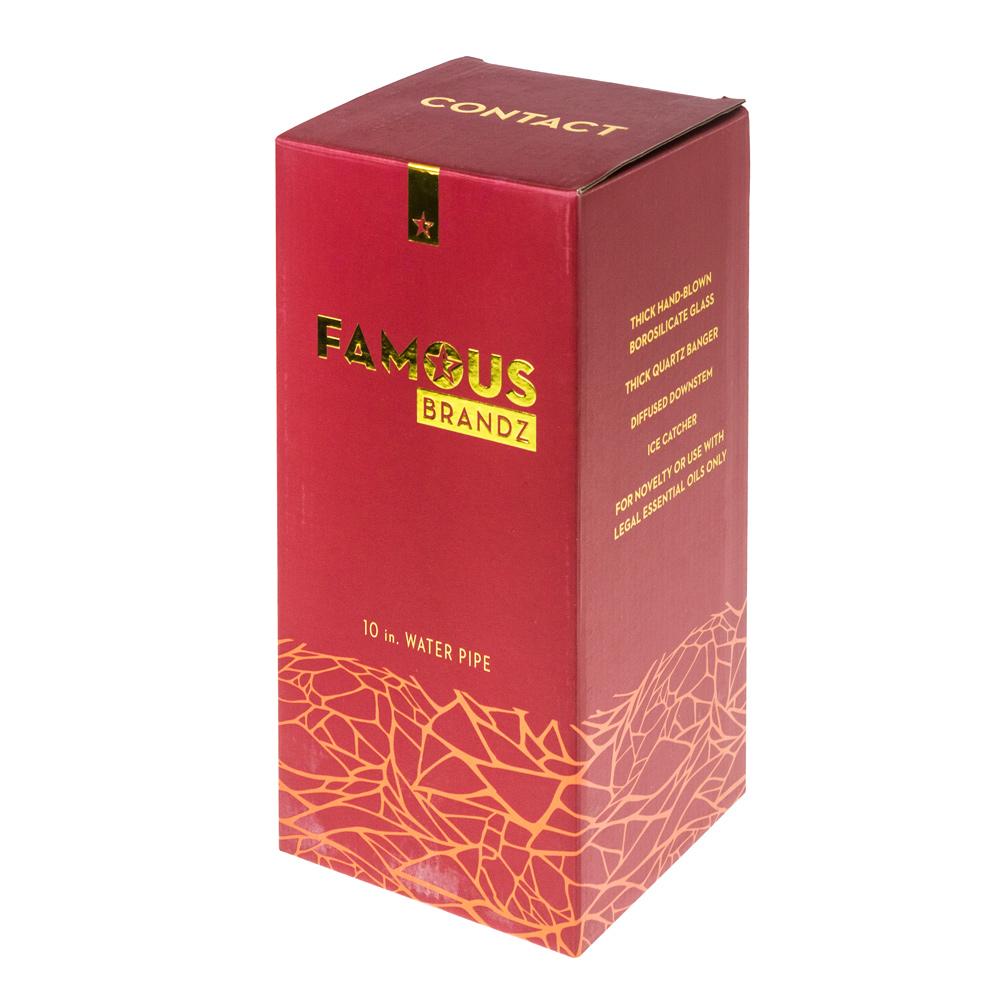 Famous Brandz Contact Straight Glass Dab Rig with Ice Notches| 10 Inch | with box