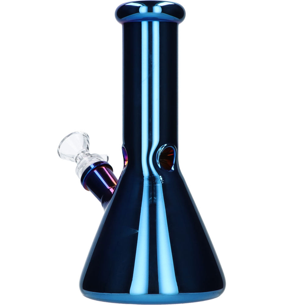 Famous X 8 Inch Fumed Glass Beaker Ice Bong | Sapphire | side view 3