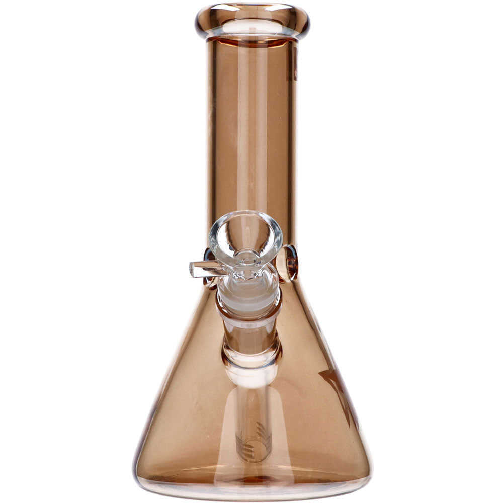Famous X 8 Inch Fumed Glass Beaker Ice Bong | Gold | front view