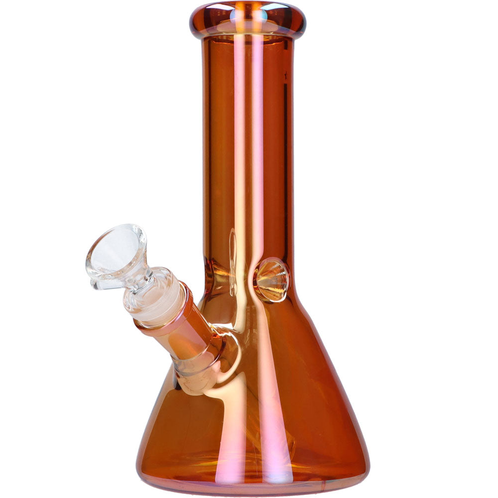 Famous X 8 Inch Fumed Glass Beaker Ice Bong | Lava | side view 1