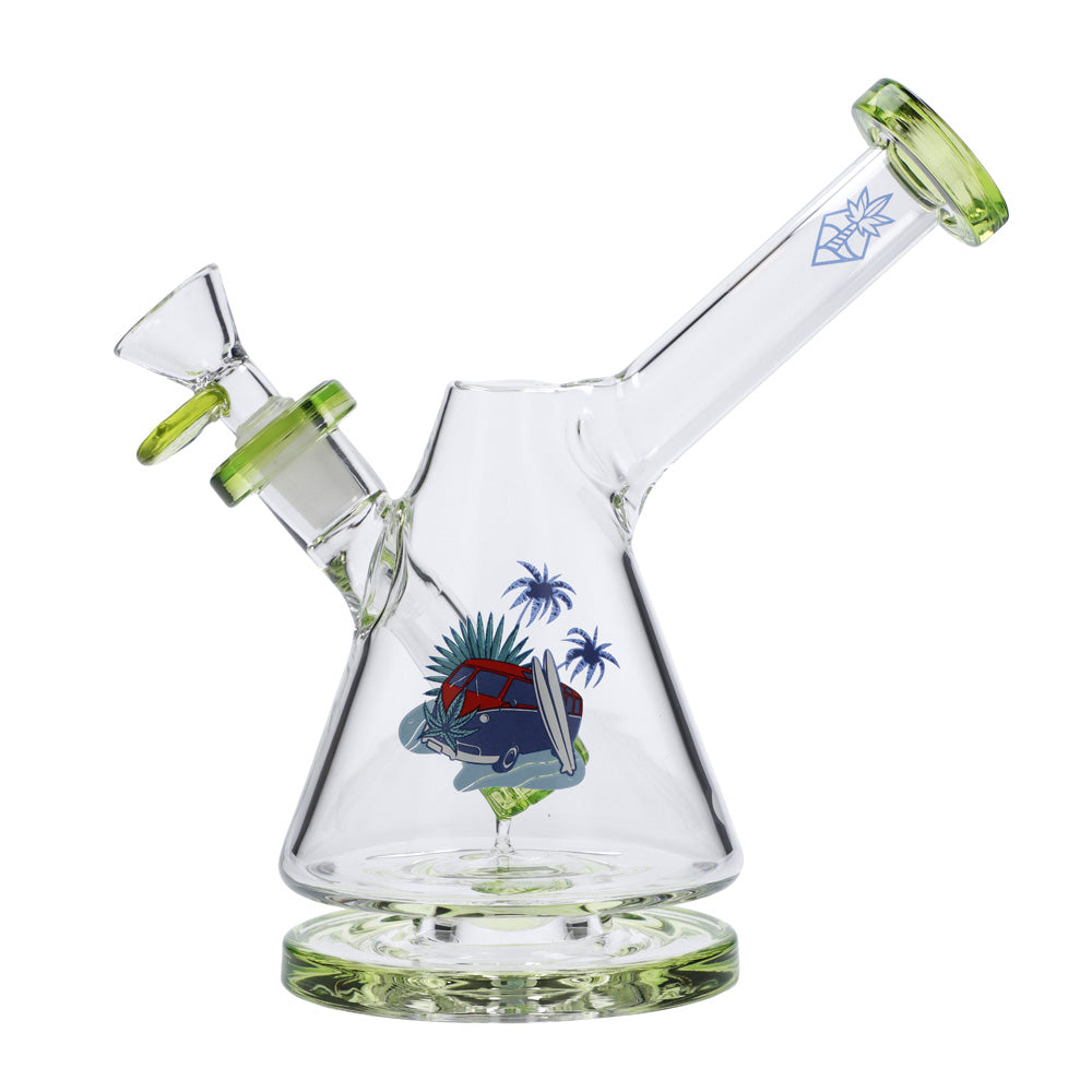 Cabana Cannabis Co. Beaker Base Bong with Circular Foot | Green | side view 1