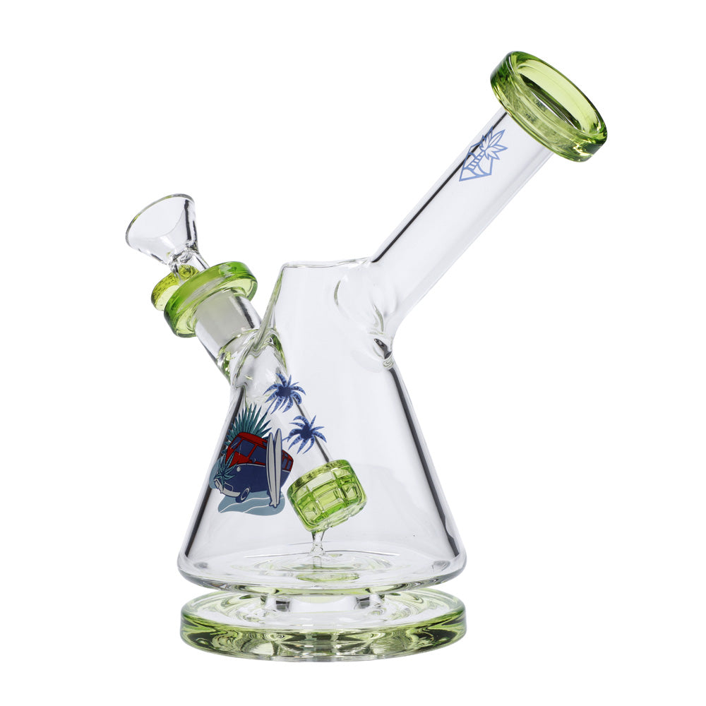 Cabana Cannabis Co. Beaker Base Bong with Circular Foot | Green | side view 2