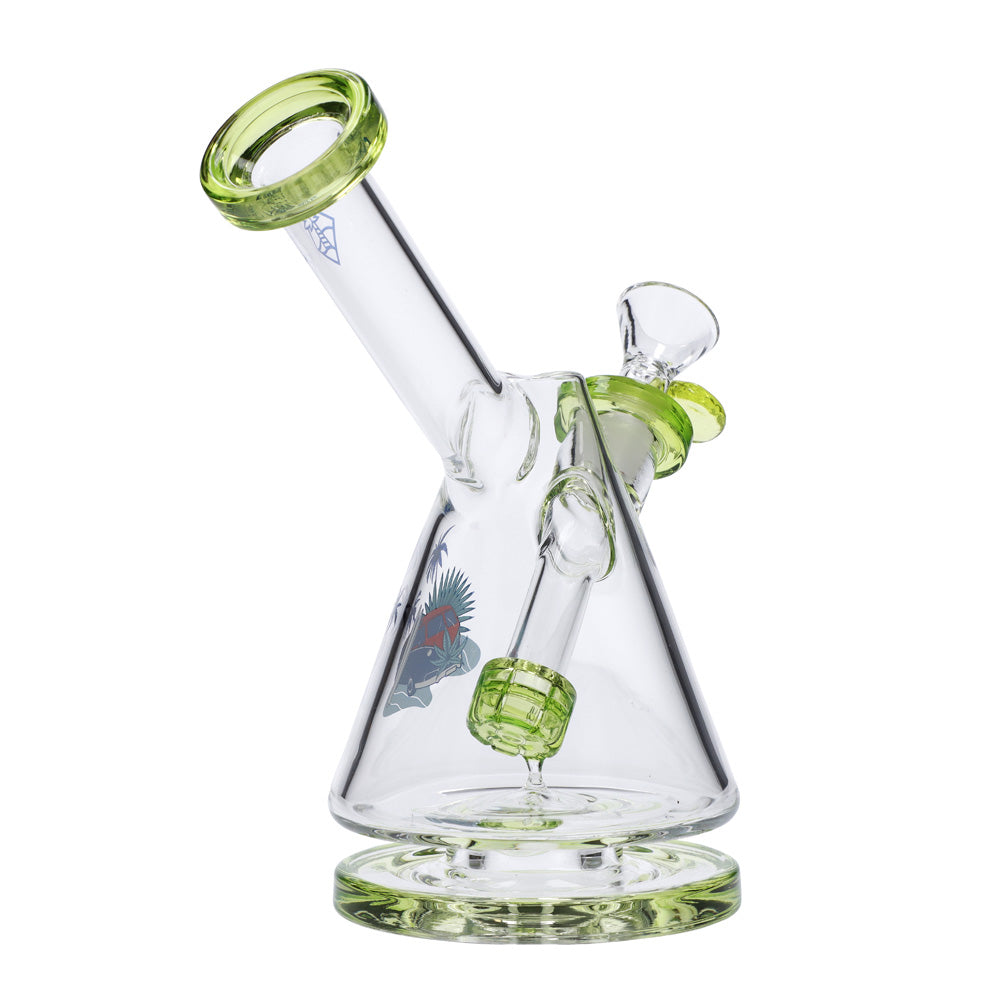 Cabana Cannabis Co. Beaker Base Bong with Circular Foot | Green | side view 3