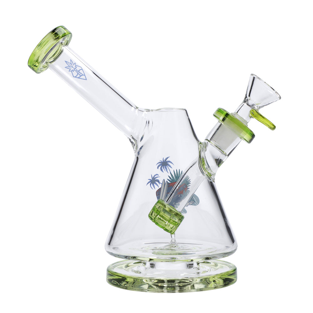 Cabana Cannabis Co. Beaker Base Bong with Circular Foot | Green | side view 4