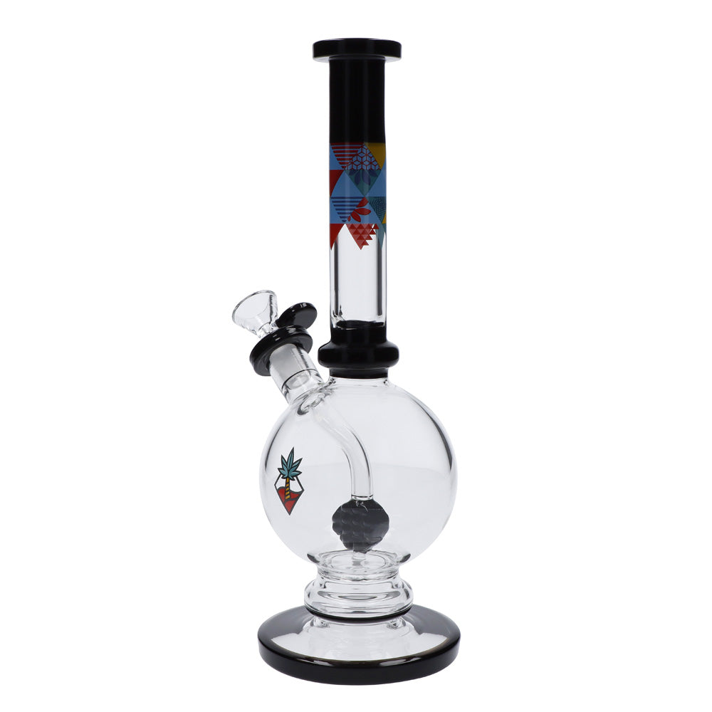 Cabana Cannabis Co. Bubble Base Bong with Circular Foot | Black | side view 2