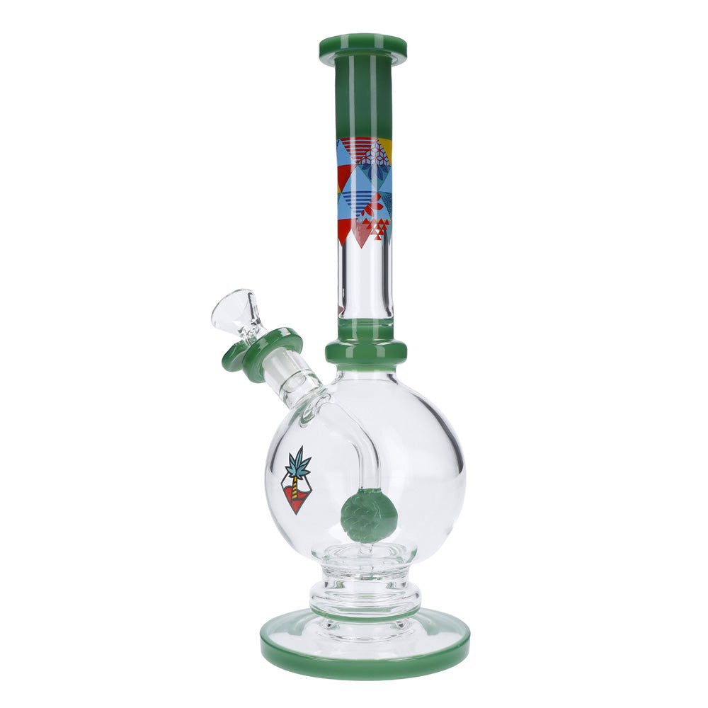 Cabana Cannabis Co. Bubble Base Bong with Circular Foot | Jade Green | side view 2