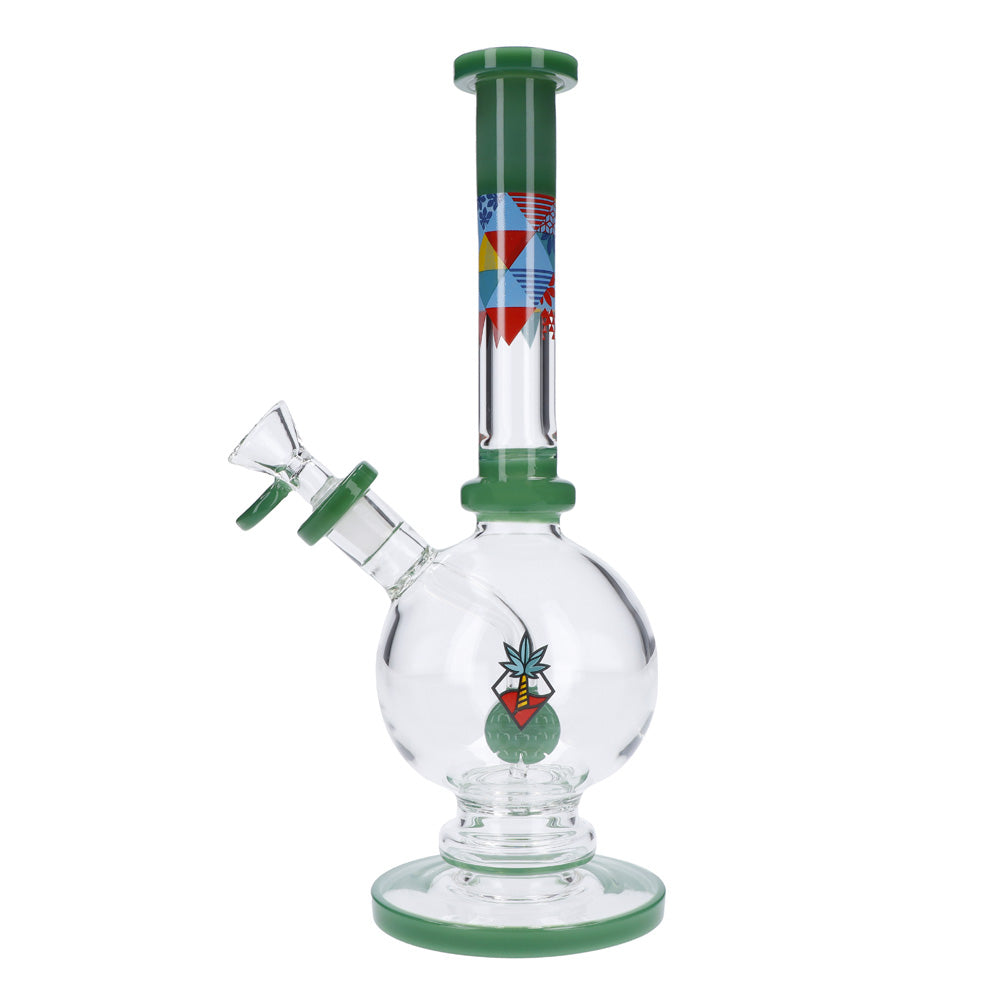 Cabana Cannabis Co. Bubble Base Bong with Circular Foot | Jade Green | side view 1