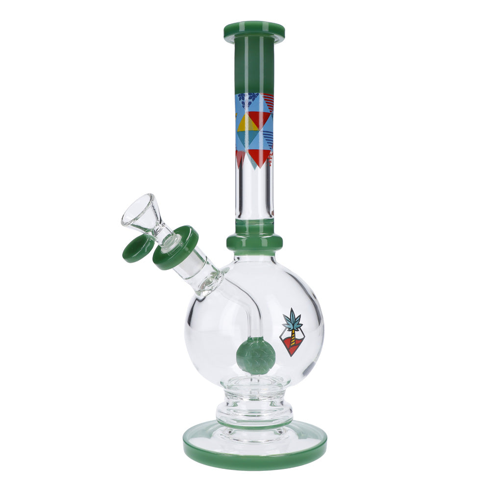 Cabana Cannabis Co. Bubble Base Bong with Circular Foot | Jade Green | side view 5