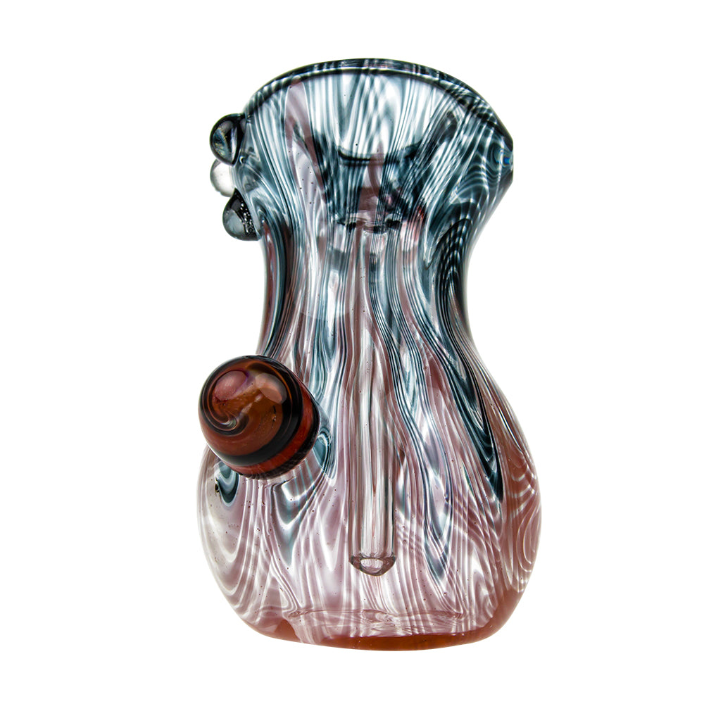 G-Spot Glass Hammer Bubbler Pipe - Clear with Red and Black Color Work - Front View