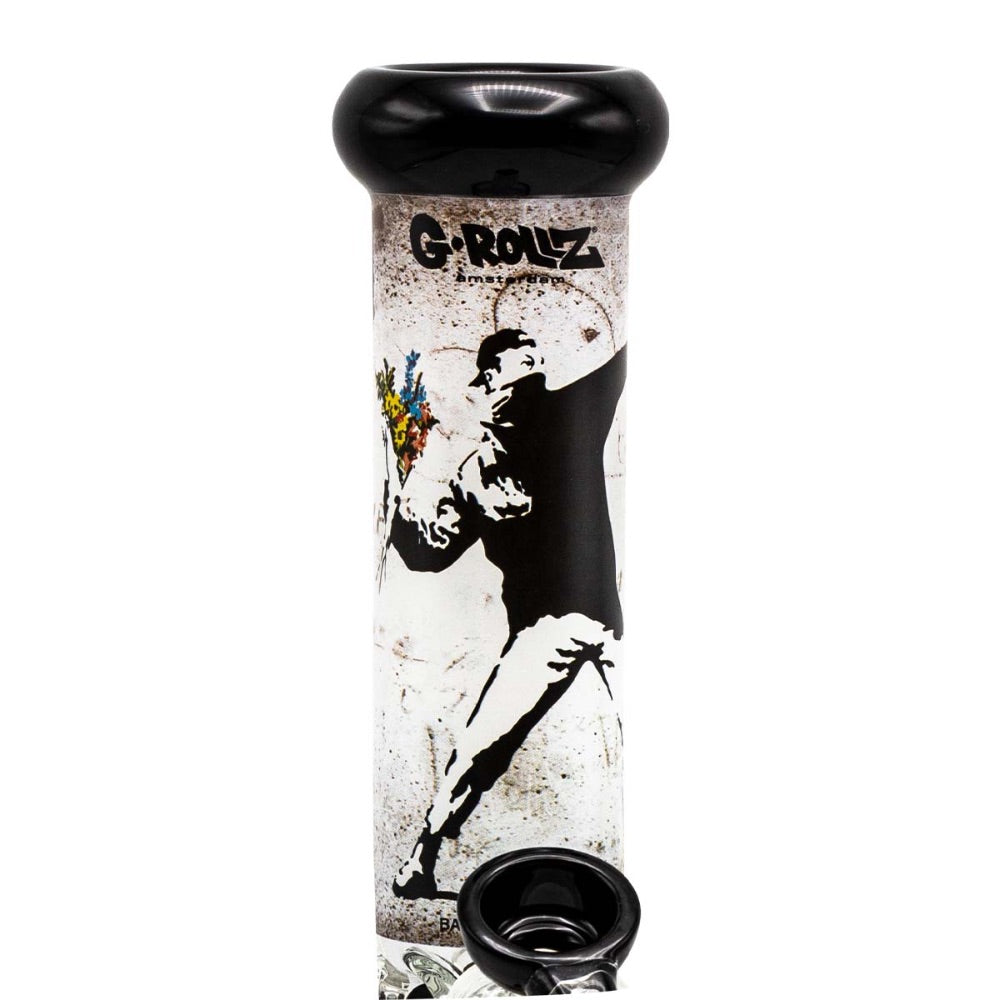 G-Rollz Banksy Straight Tube Bong | Flower Thrower | stem view