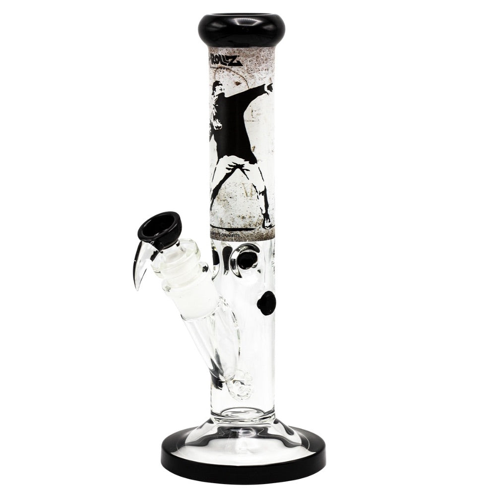 G-Rollz Banksy Straight Tube Bong | Flower Thrower | side view 1