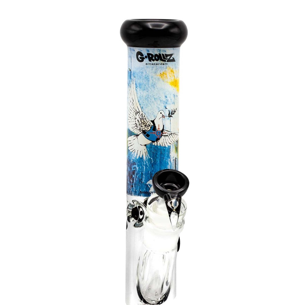 G-Rollz Banksy Straight Tube Bong | Bulletproof Dove | stem view
