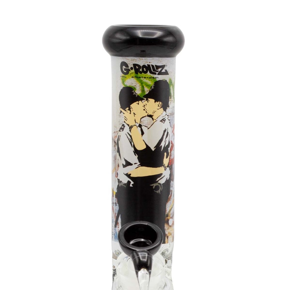 G-Rollz Banksy Straight Tube Bong | Cop On Cop | stem view