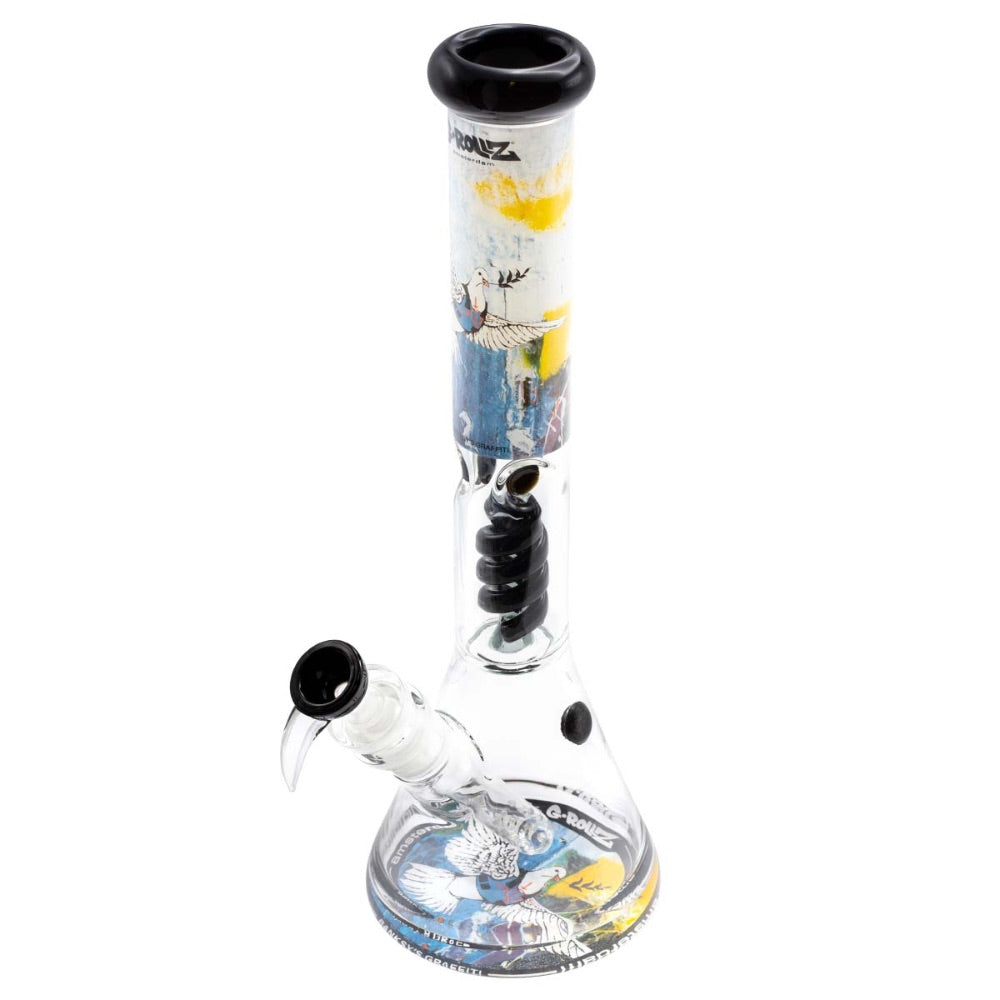 G-Rollz Banksy Beaker Base Percolator Bong | Bulletproof Dove | side view 3