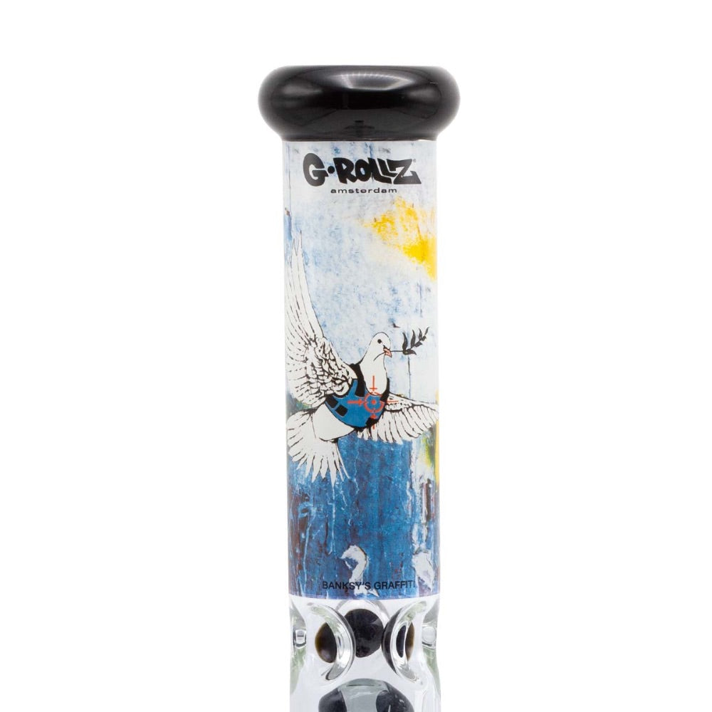 G-Rollz Banksy Beaker Base Percolator Bong | Bulletproof Dove | stem view