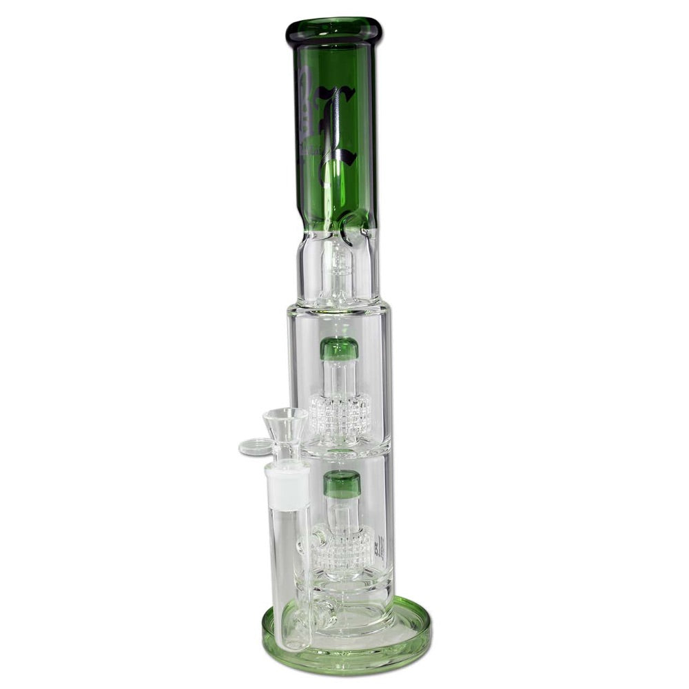 Black Leaf Double Drum Perc Ice Bong