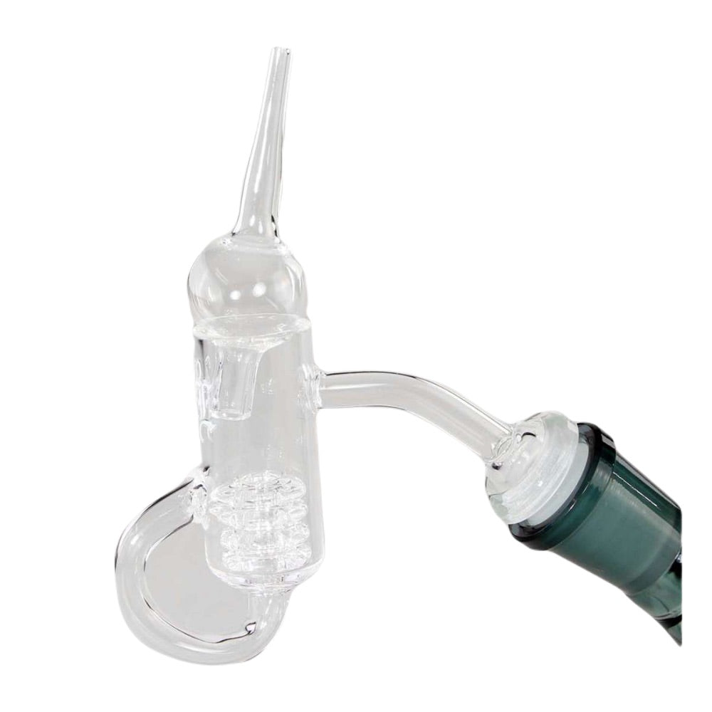 Black Leaf Loop Banger with Drum Perc and Carb Cap | 45 Degree in bong