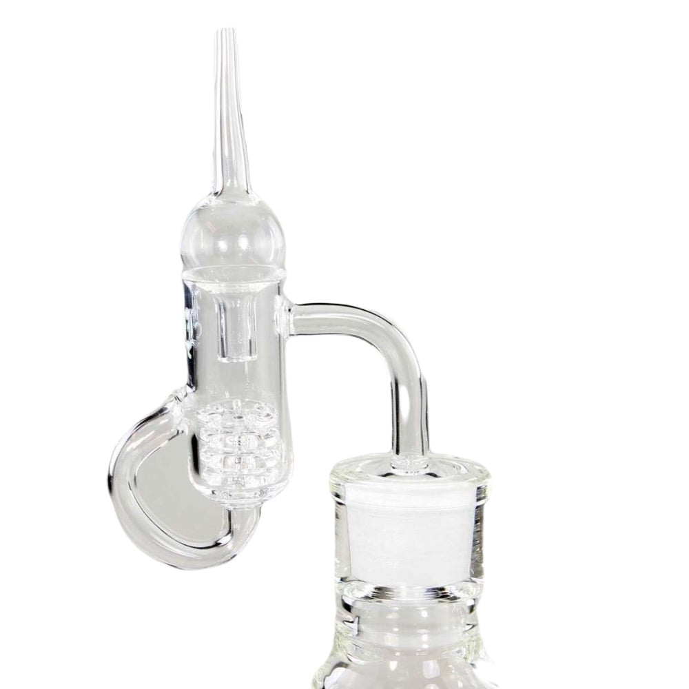Black Leaf Loop Banger with Drum Perc and Carb Cap | 90 Degree in bong