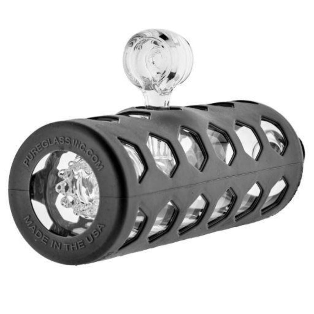 Pure Glass Hydro Guard Water Bottle Bong with Mini Jellyfish Perc | Grey - Bottom View