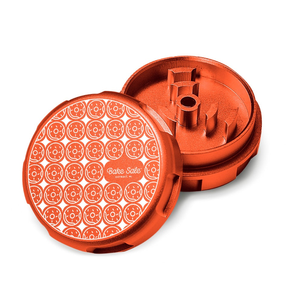 Bake Sale 2-Part Aircraft Grade Aluminum Grinder | Donut Pattern | Orange