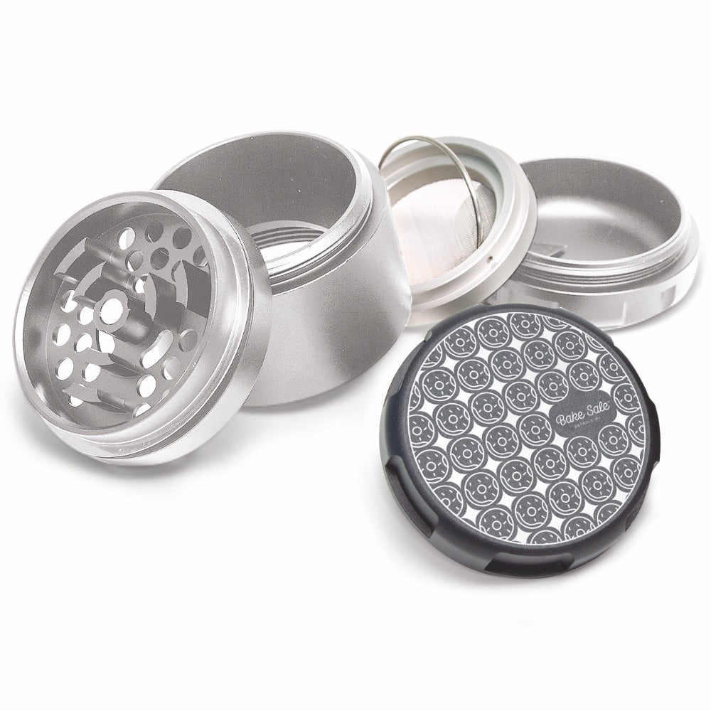Bake Sale 5-Part Donut Pattern Aircraft Grade Aluminum Grinder | Black/Silver