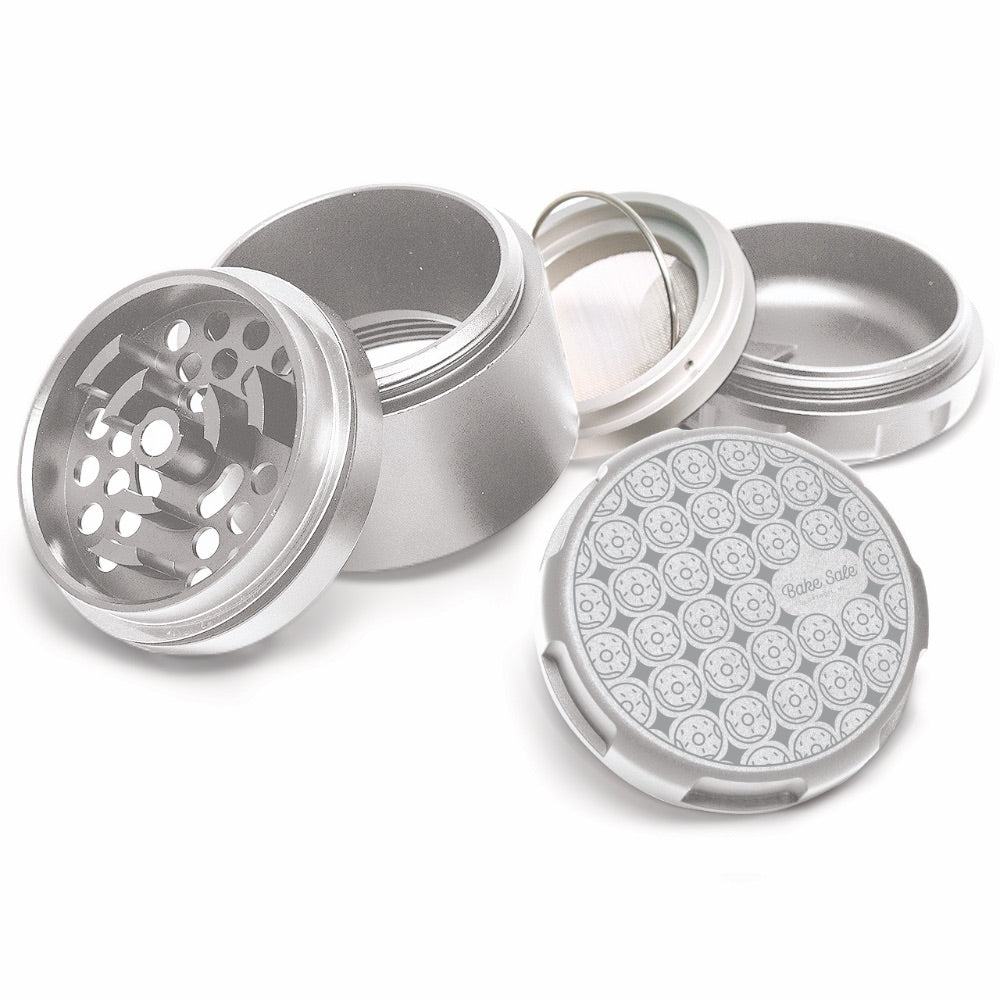 Bake Sale 5-Part Donut Pattern Aircraft Grade Aluminum Grinder | Silver