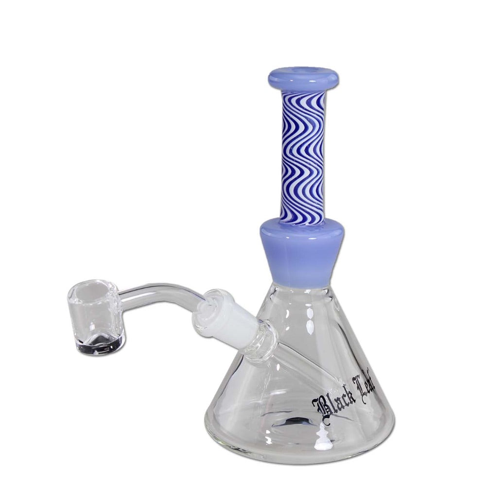 Black Leaf Colored Wavy Dab Rig | Blue
