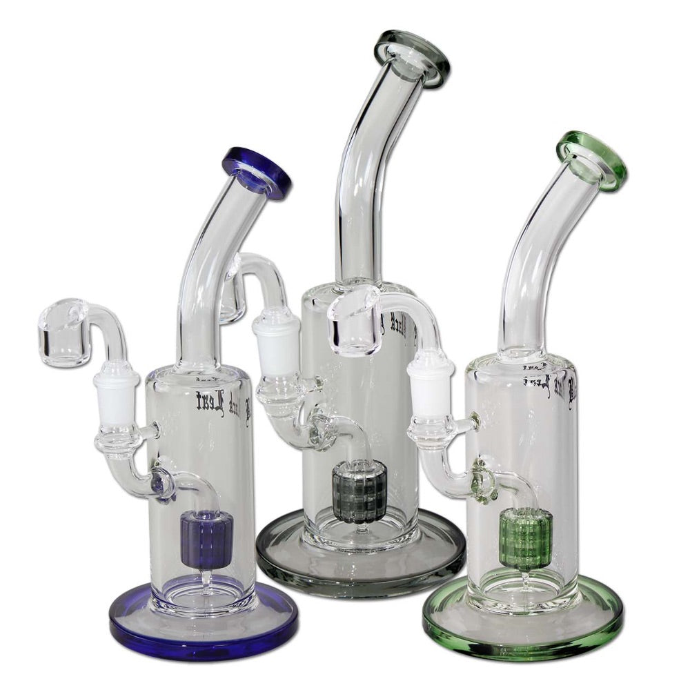 Black Leaf Glass Dab Rig with Drum Percolator | All colors