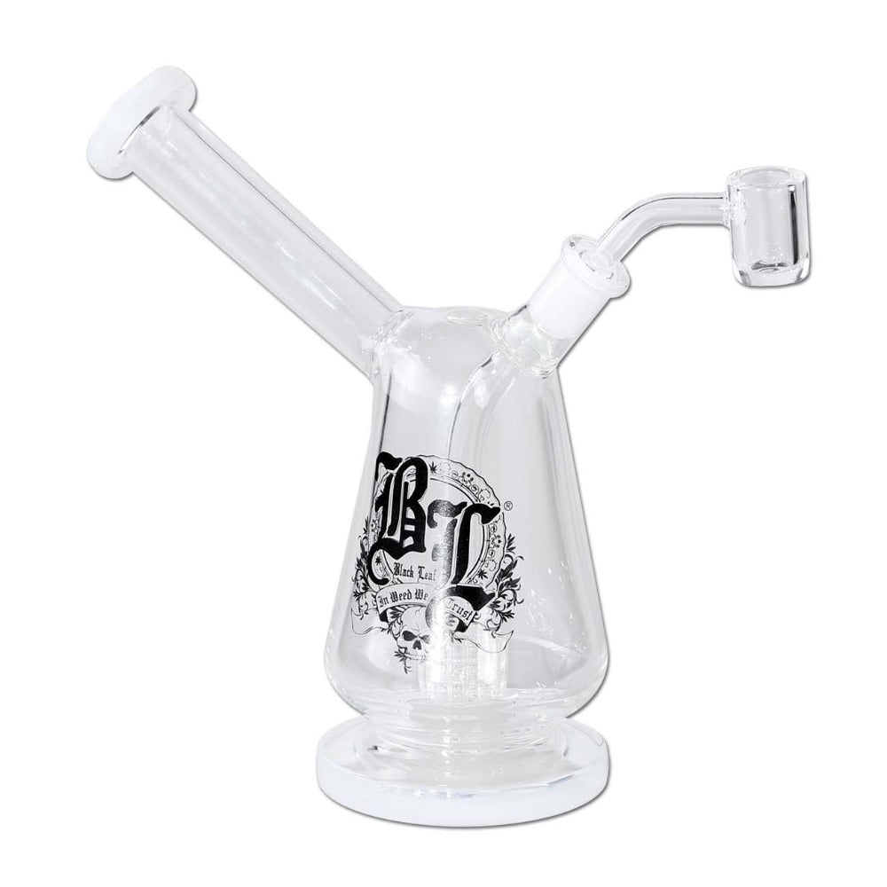Black Leaf Glass Drum Percolator Dab Rig | White
