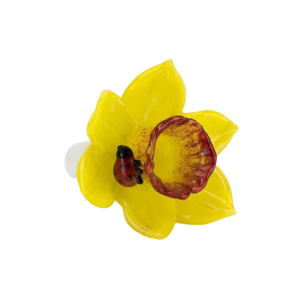 Empire Glassworks Daffodil Flower Glass Herb Bowl | 14.5mm | side view 1
