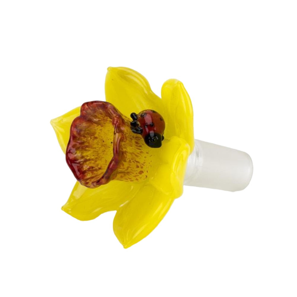 Empire Glassworks Daffodil Flower Glass Herb Bowl | 14.5mm | side view 2