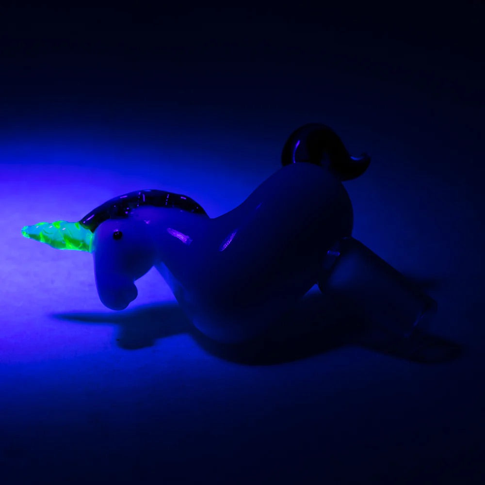 Empire Glassworks UV Reactive Unicorn Bowl | glow in the dark