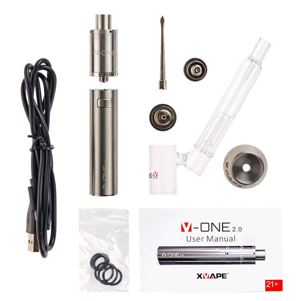 XVAPE V-One 2.0 Wax Vaporizer | Silver - Full kit with accessories