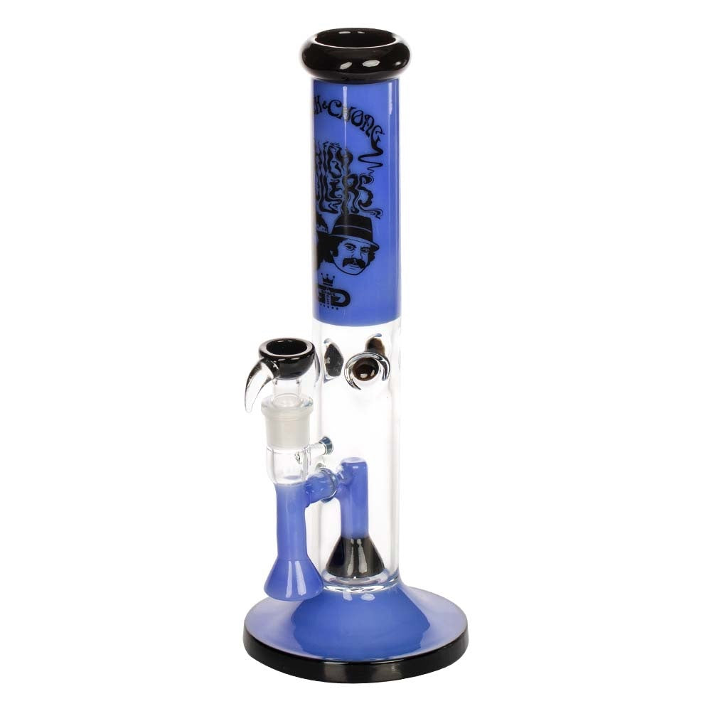 Grace Glass Cheech & Chong High Rollers Straight Tube Percolator Bong | Blue | side view 3