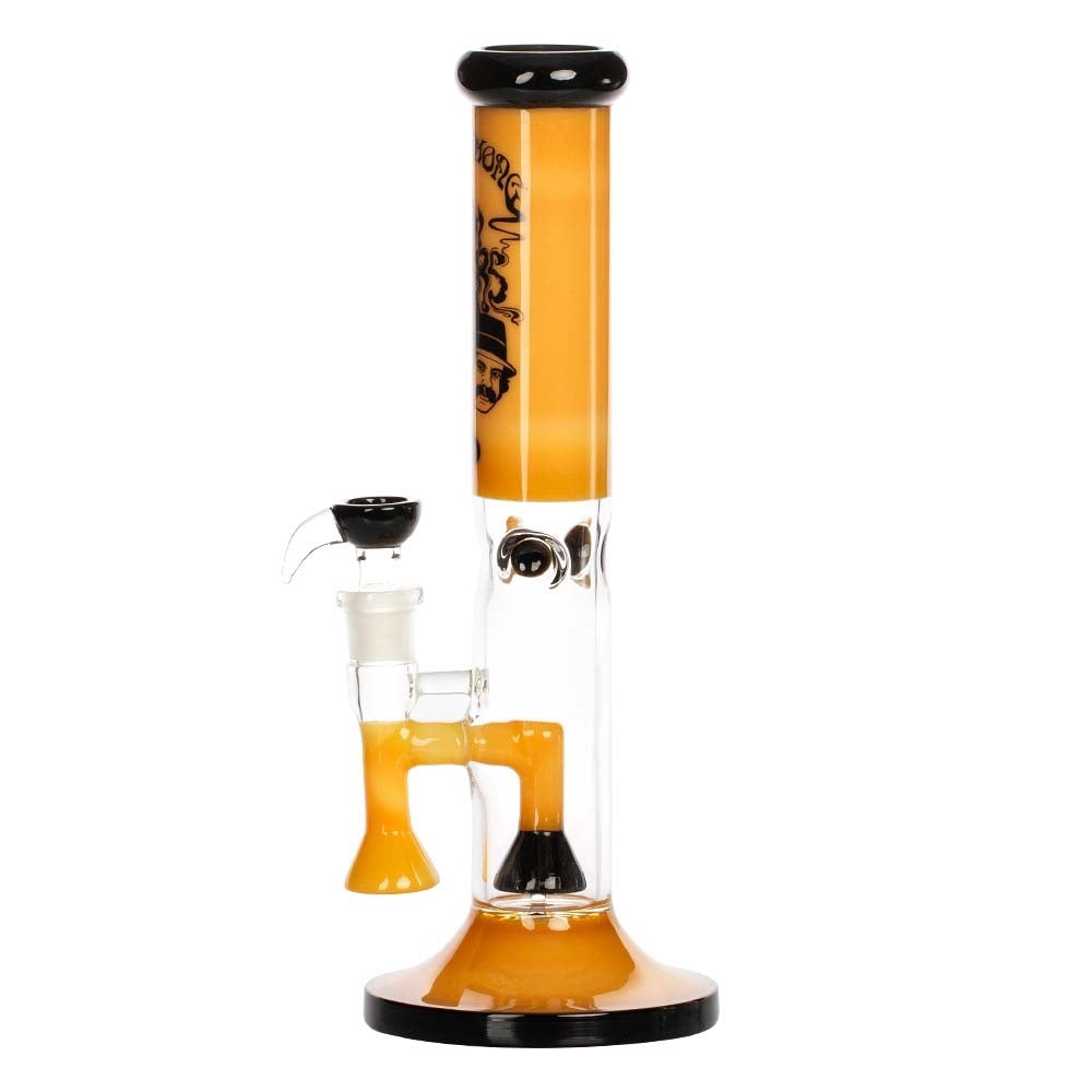 Grace Glass Cheech & Chong High Rollers Straight Tube Percolator Bong | Orange | side view 2