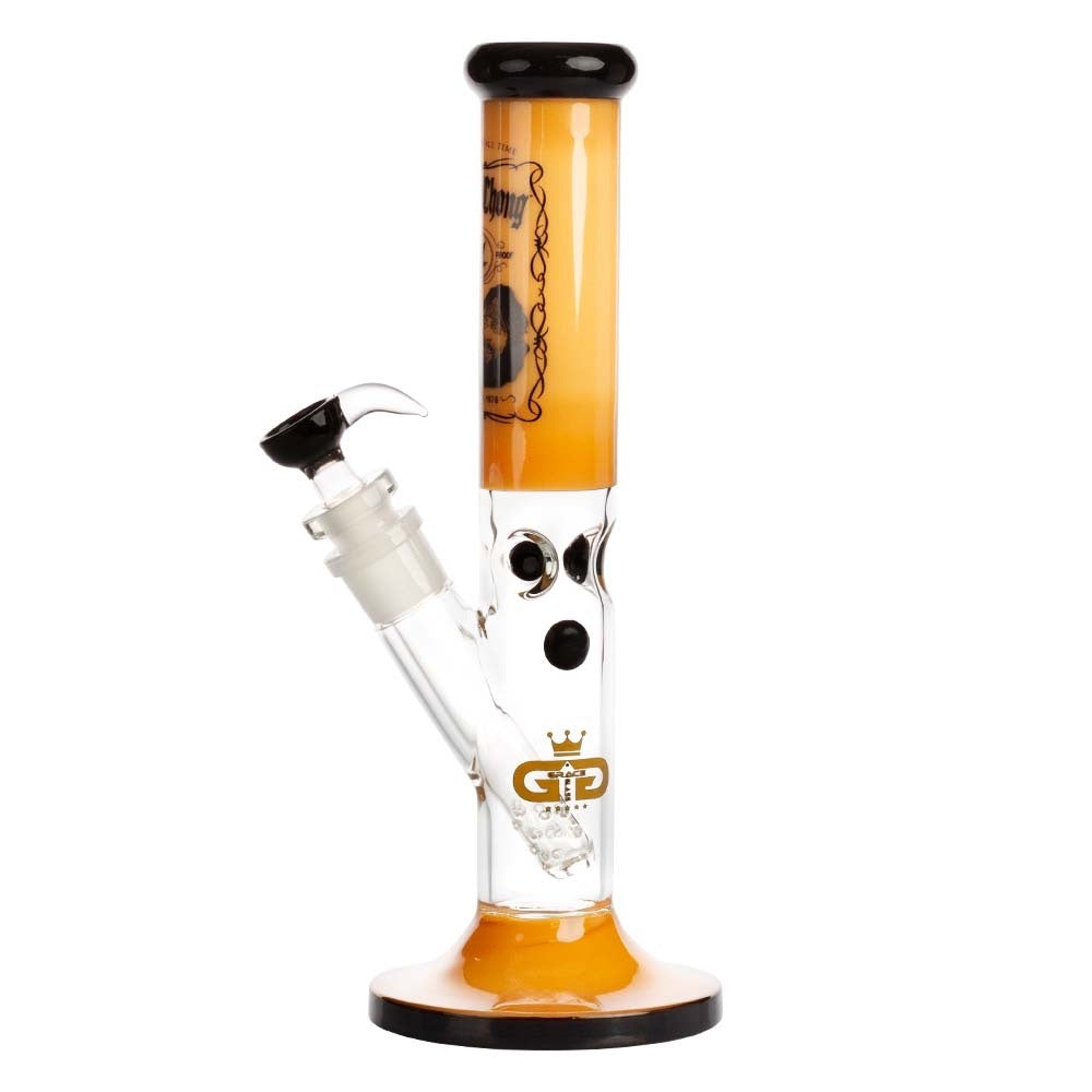 Grace Glass Cheech & Chong Greatest Hits Straight Tube Bong | Orange | side view 2