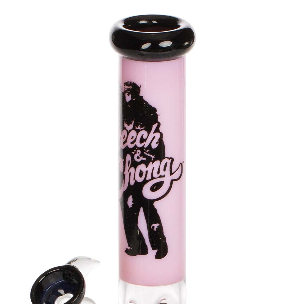 Grace Glass Cheech & Chong Peace Straight Tube Bong | Pink | stem view
