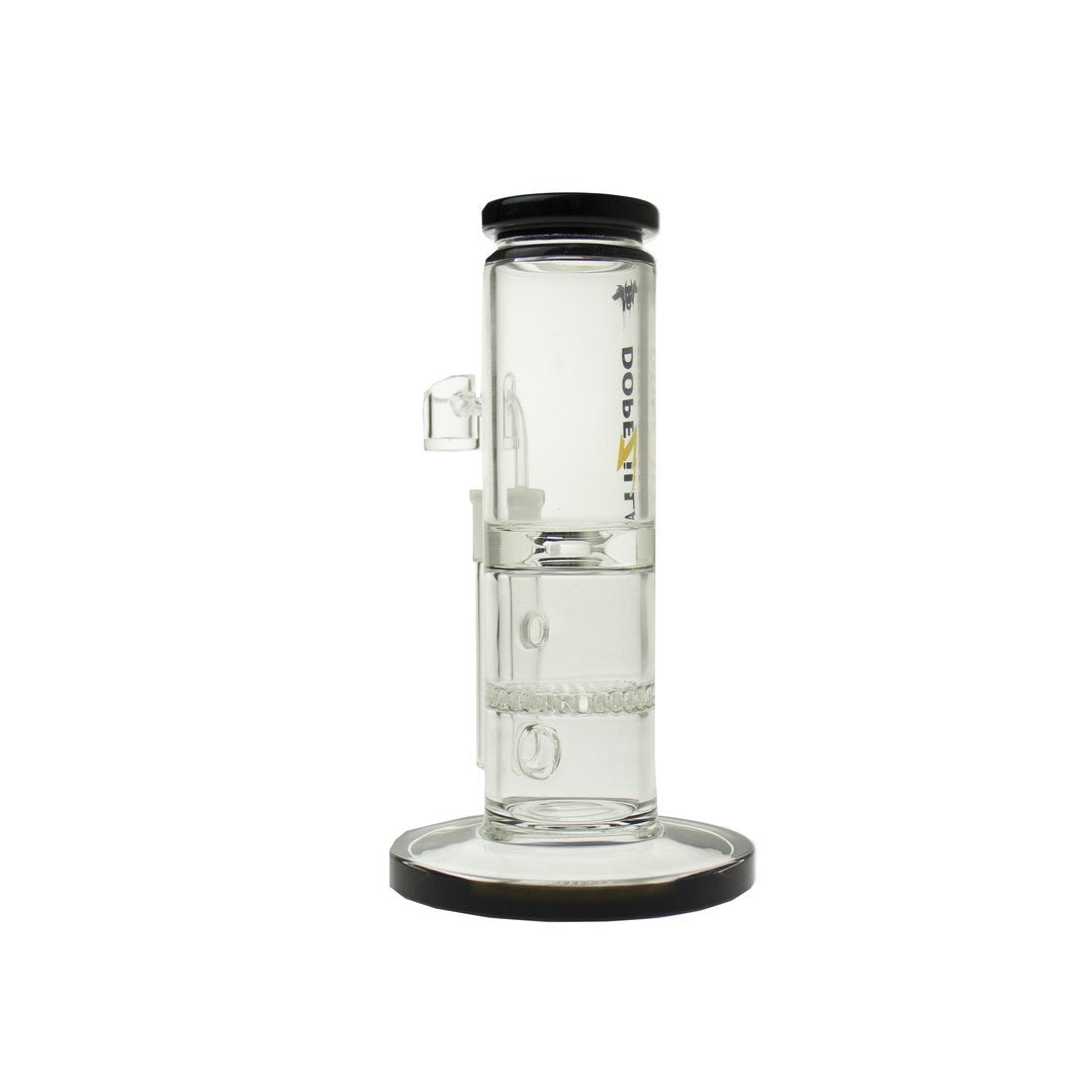 Dopezilla Cerberus Straight HoneyComb Ice Bong | 8 Inch | Black | Back View