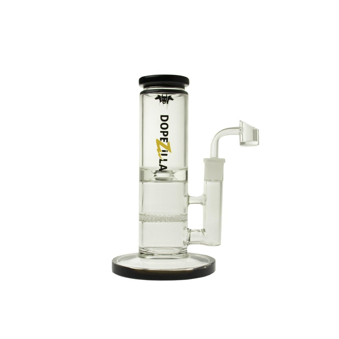 Dopezilla Cerberus Straight HoneyComb Ice Bong | 8 Inch | Black | Side View